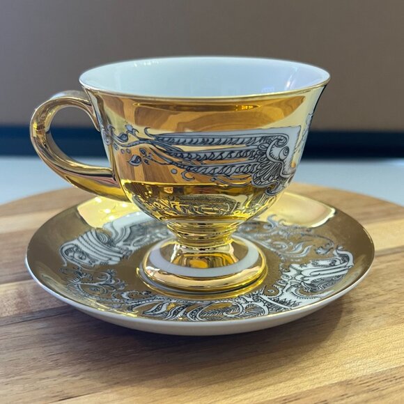 Rare Vintage Hollóháza Art Deco Porcelain Hand-Painted w/24K Gold 17-Pc. Tea Set - Picture 9 of 16